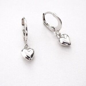Silver Heart Hoop Earrings
